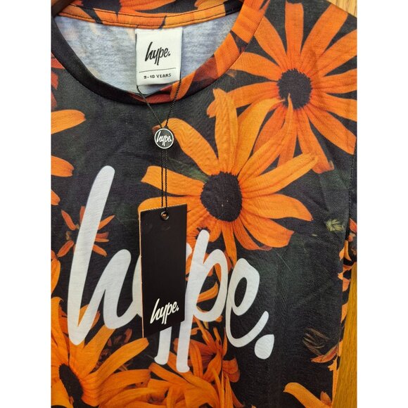 Hype. Black & Orange Floral T-Shirt 9-10Y Graphic Tee For Kids - Picture 4 of 5